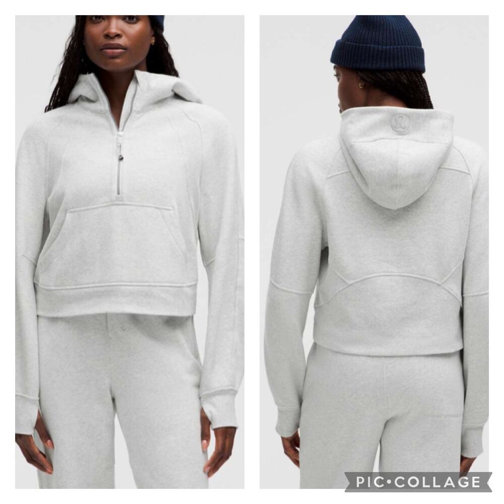 lululemon athletica Light Gray Half-Zip Hooded Pullover